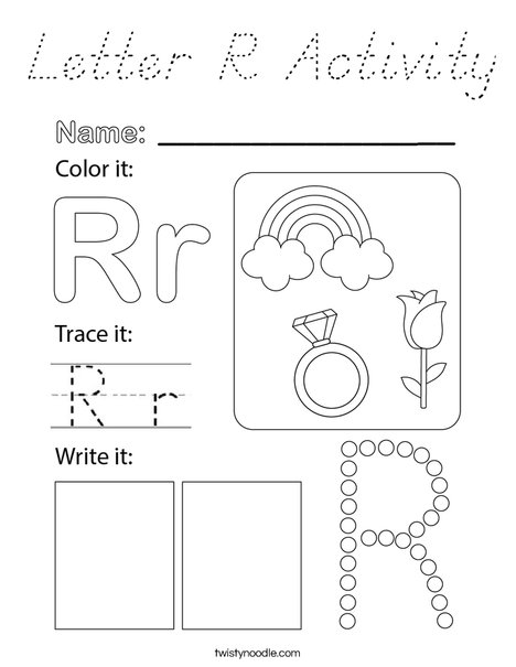 Letter R Activity Coloring Page