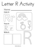 Letter R Activity Coloring Page