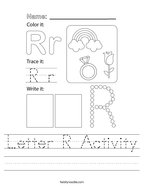 Letter R Activity Handwriting Sheet