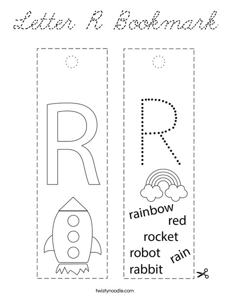 Letter R Bookmark Coloring Page