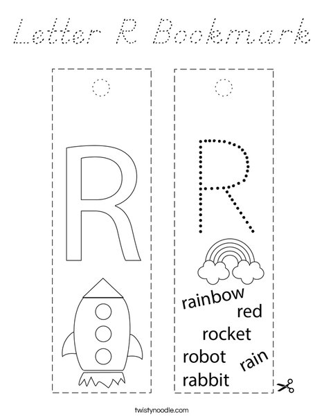 Letter R Bookmark Coloring Page