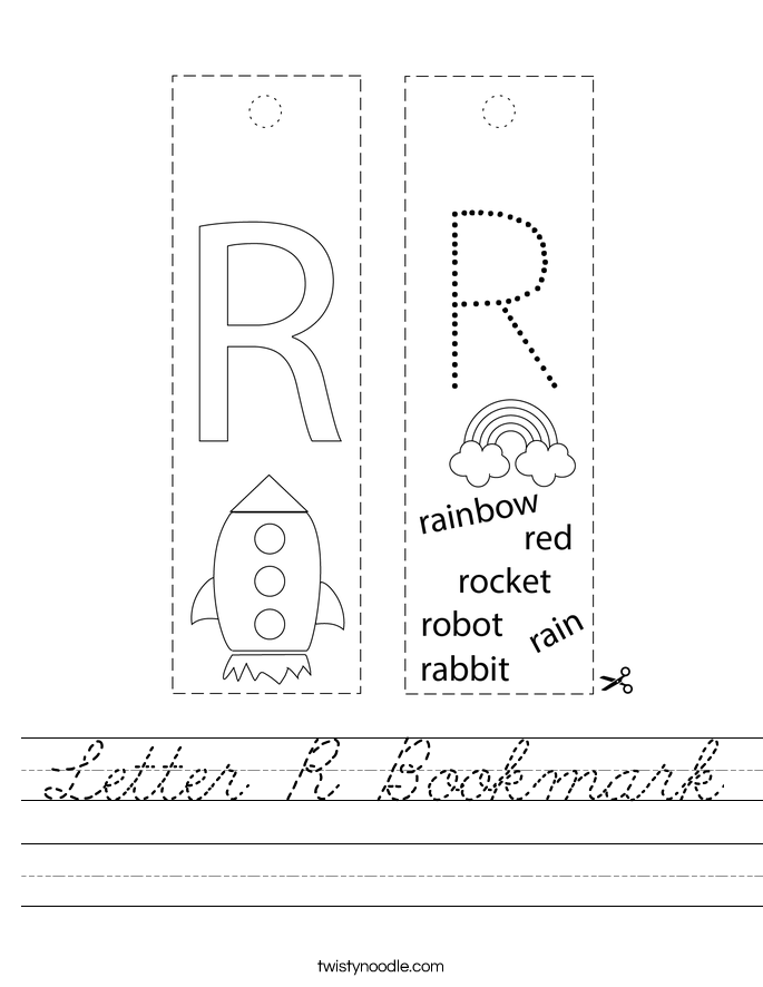 Letter R Bookmark Worksheet