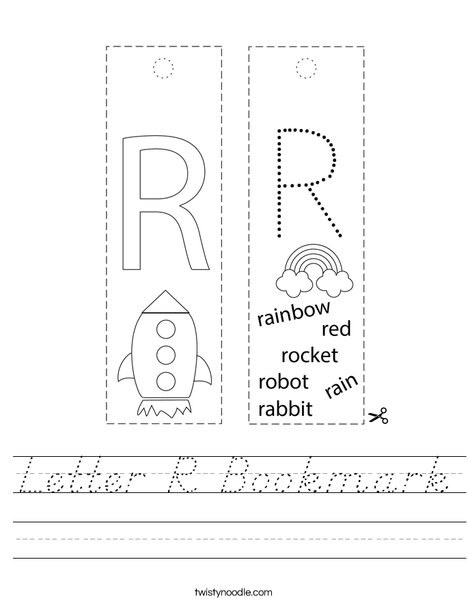 Letter R Bookmark Worksheet