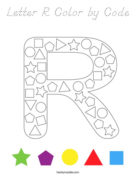 Letter R Color by Code Coloring Page