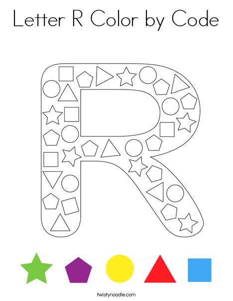 Letter R Color by Code Coloring Page