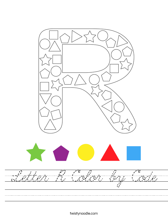 Letter R Color by Code Worksheet