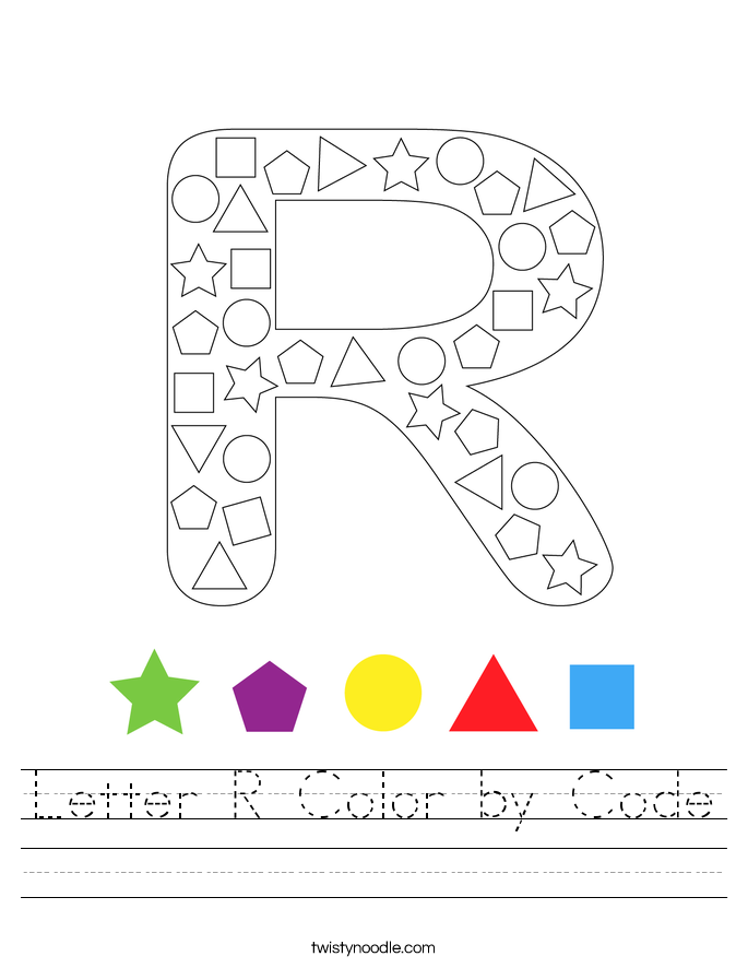 Letter R Color by Code Worksheet