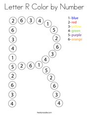 Letter R Color by Number Coloring Page