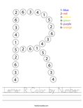 Letter R Color by Number Worksheet