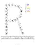 Letter R Color by Number Handwriting Sheet