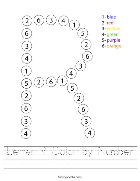 Letter R Color by Number Worksheet