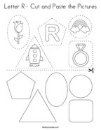 Letter R- Cut and Paste the Pictures Coloring Page