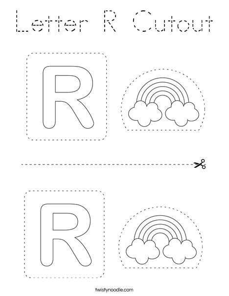 Letter R Cutout Coloring Page