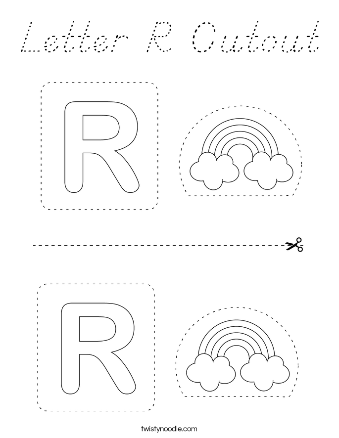 Letter R Cutout Coloring Page