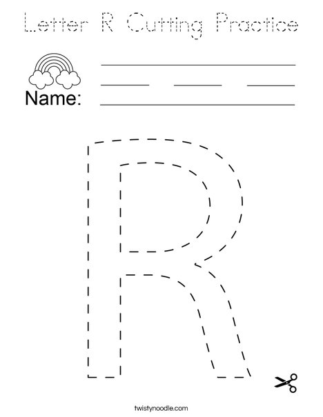 Letter R Cutting Practice Coloring Page