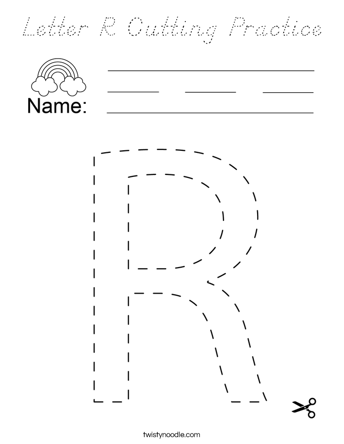 Letter R Cutting Practice Coloring Page