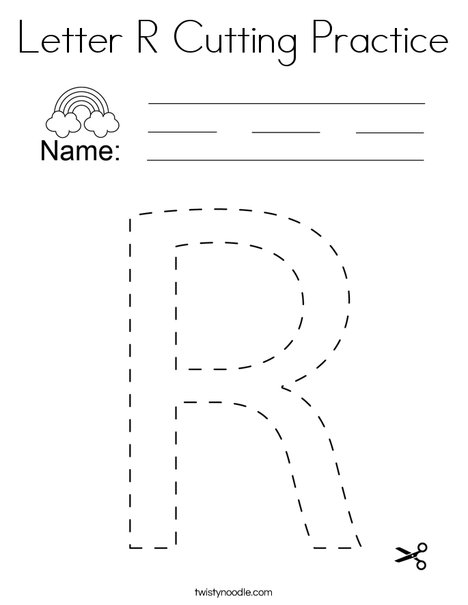 Letter R Cutting Practice Coloring Page