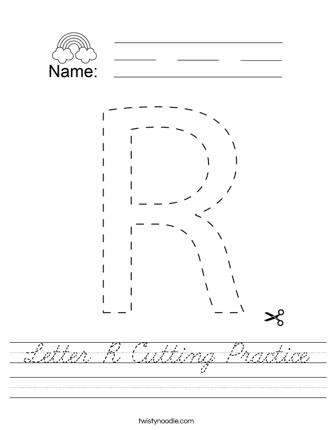 Letter R Cutting Practice Worksheet
