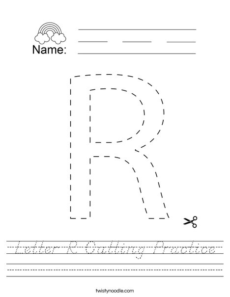 Letter R Cutting Practice Worksheet