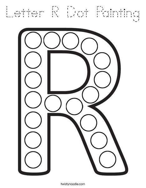 Letter R Dot Painting Coloring Page