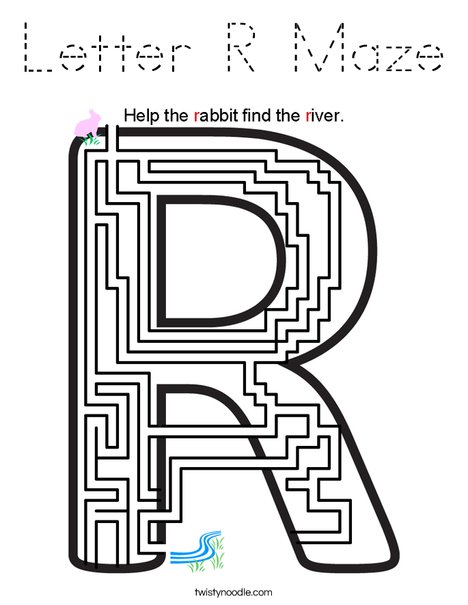 Letter R Maze Coloring Page