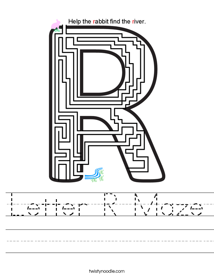 letter r maze worksheet twisty noodle