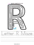 Letter R Maze Worksheet
