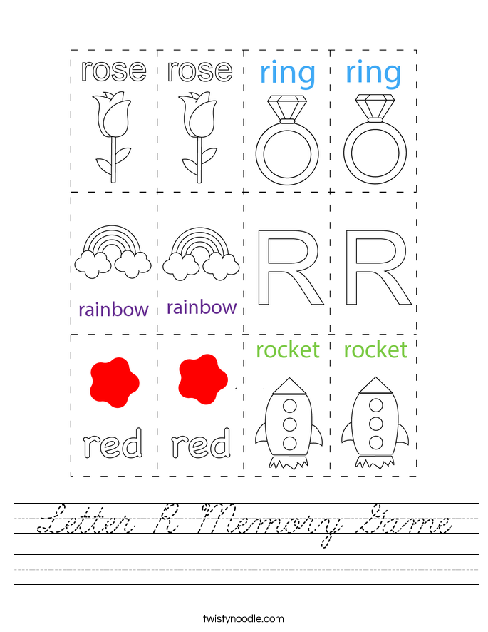 Letter R Memory Game Worksheet
