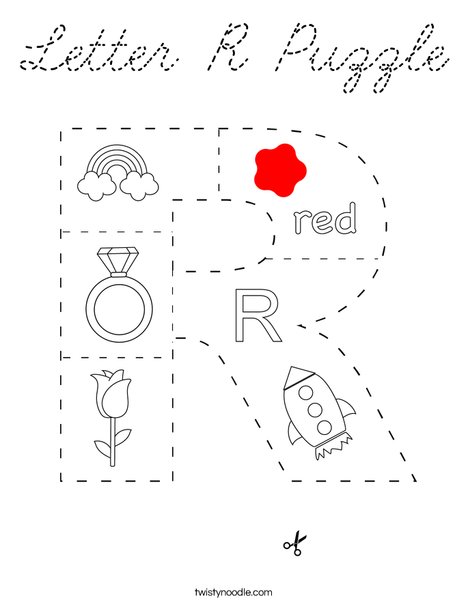 Letter R Puzzle Coloring Page