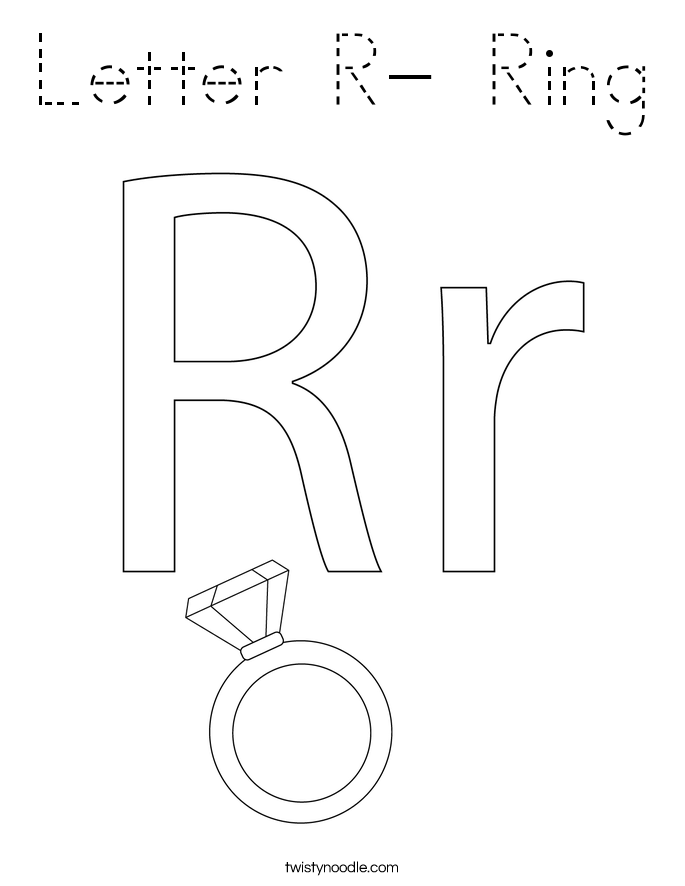 Letter R- Ring Coloring Page
