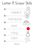 Letter R Scissor Skills Coloring Page