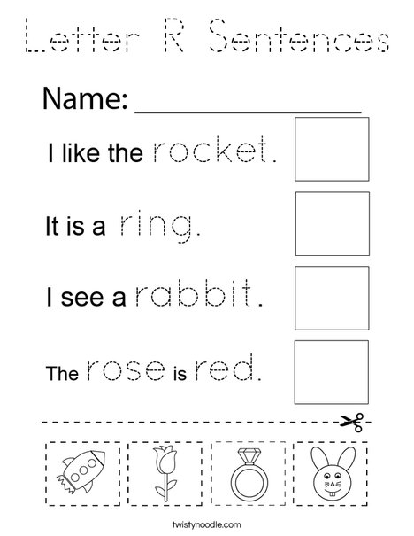 Letter R Sentences Coloring Page