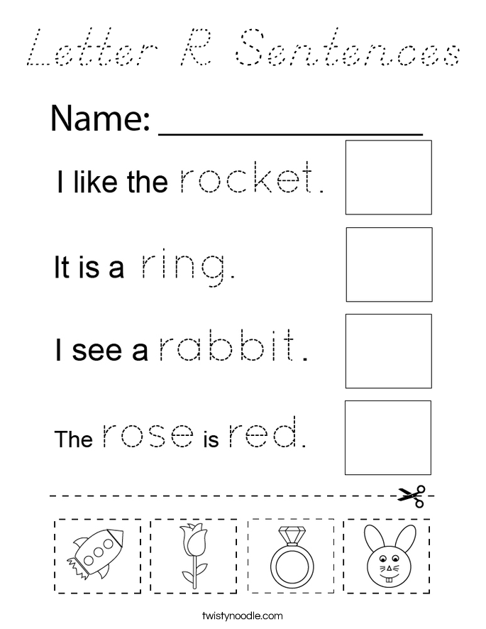 Letter R Sentences Coloring Page