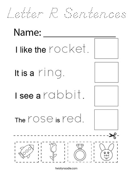 Letter R Sentences Coloring Page