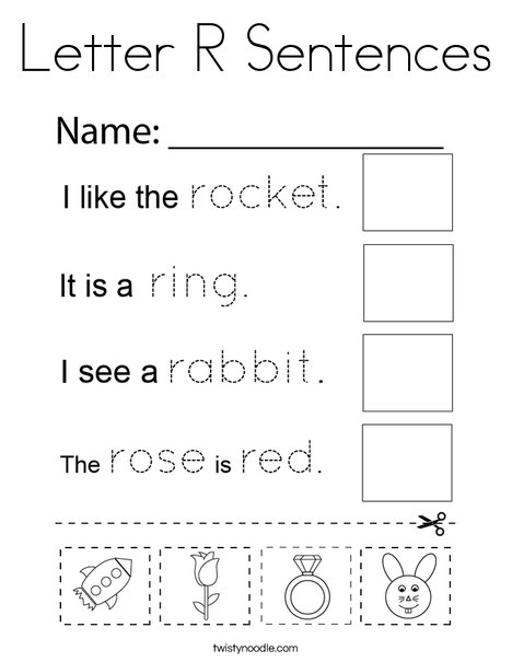 Letter R Sentences Coloring Page