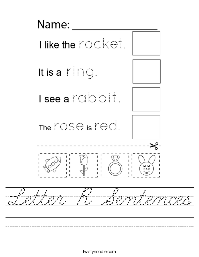 Letter R Sentences Worksheet