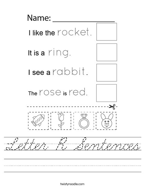 Letter R Sentences Worksheet