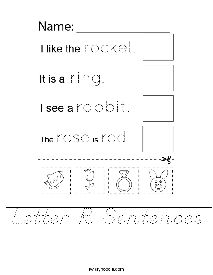 Letter R Sentences Worksheet
