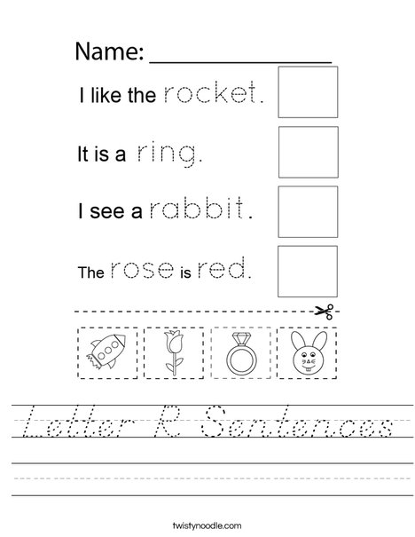 Letter R Sentences Worksheet