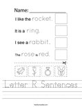 Letter R Sentences Worksheet