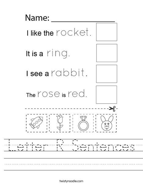 Letter R Sentences Worksheet