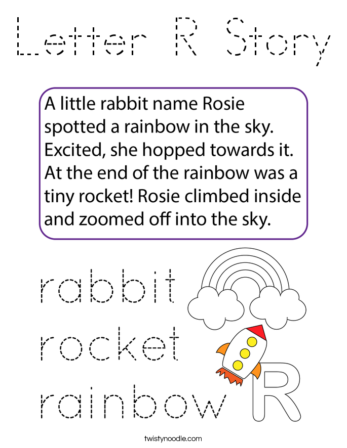 Letter R Story Coloring Page