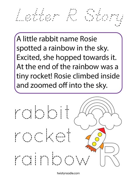 Letter R Story Coloring Page