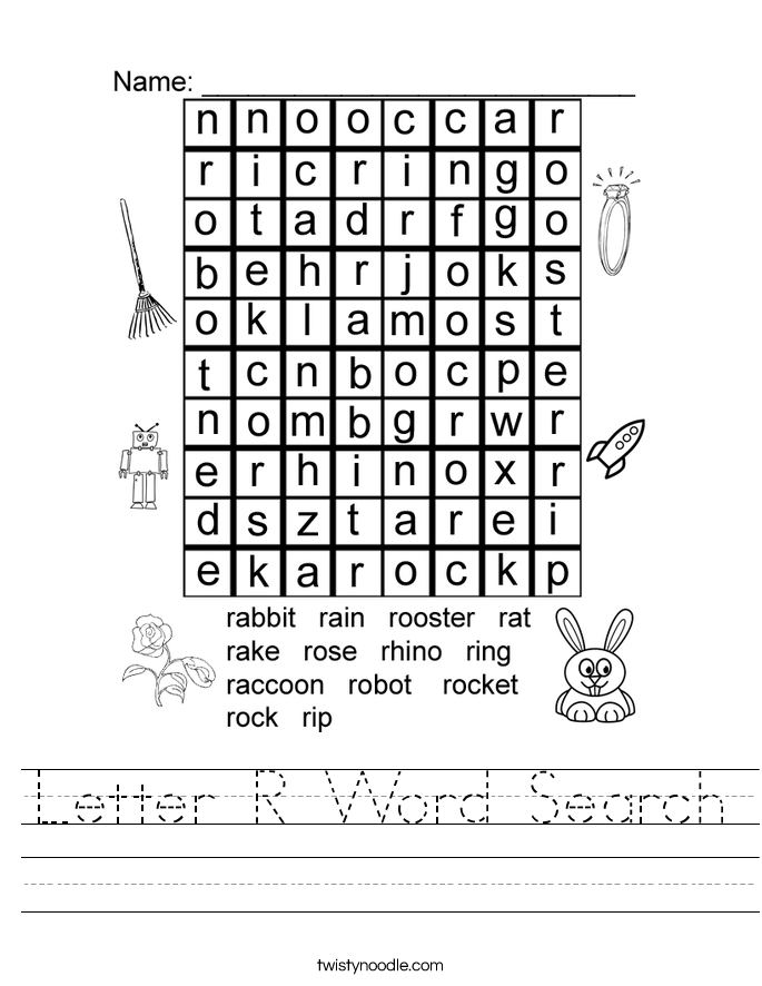 Letter R Word Search Worksheet