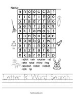 Letter R Word Search Handwriting Sheet