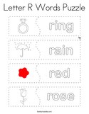 Letter R Words Puzzle Coloring Page