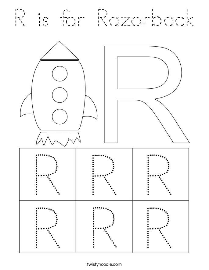 R is for Razorback Coloring Page