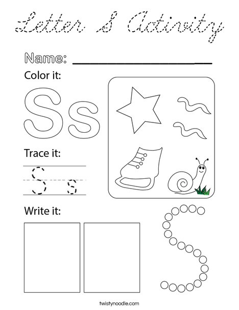 Letter S Activity Coloring Page