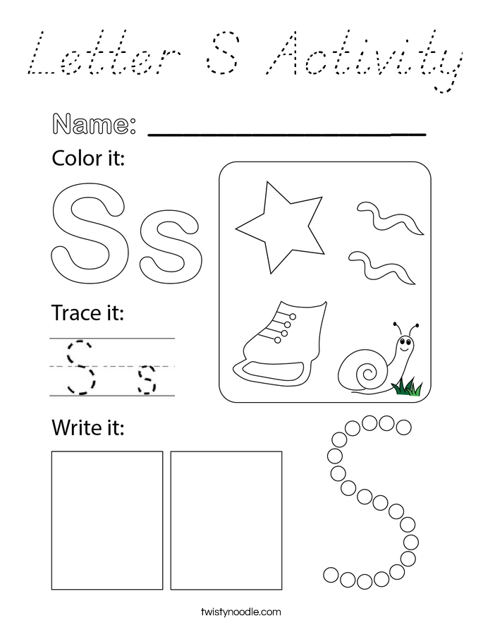 Letter S Activity Coloring Page
