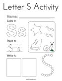 Letter S Activity Coloring Page